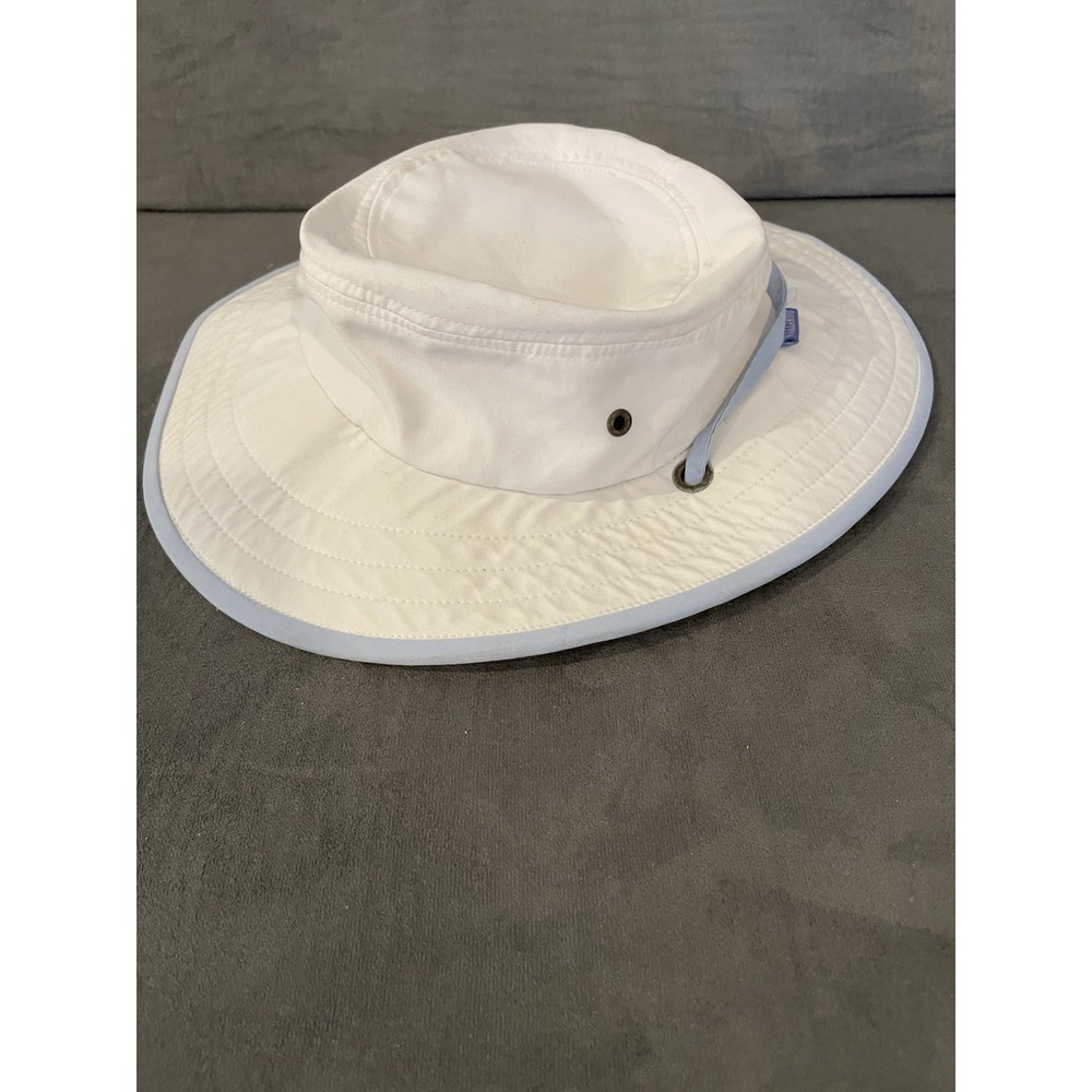 Wallaroo Hat Company Girls Explorer Sun Hat White and Light Blue Adjustable - Picture 1 of 7